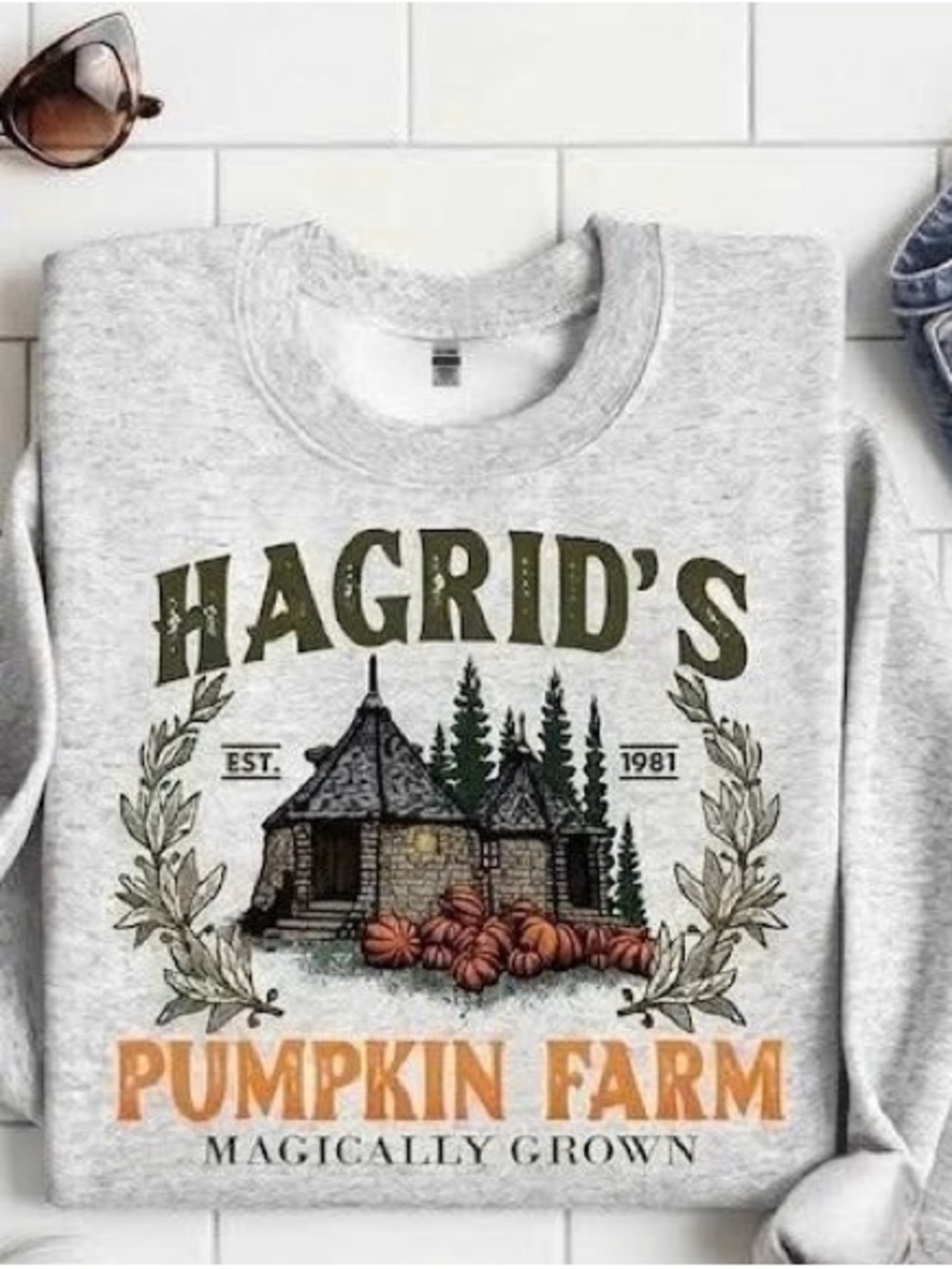 Hagrid's Pumpkin Farm Sweatshirt Wizard Fall Graphic Crewneck Pullover